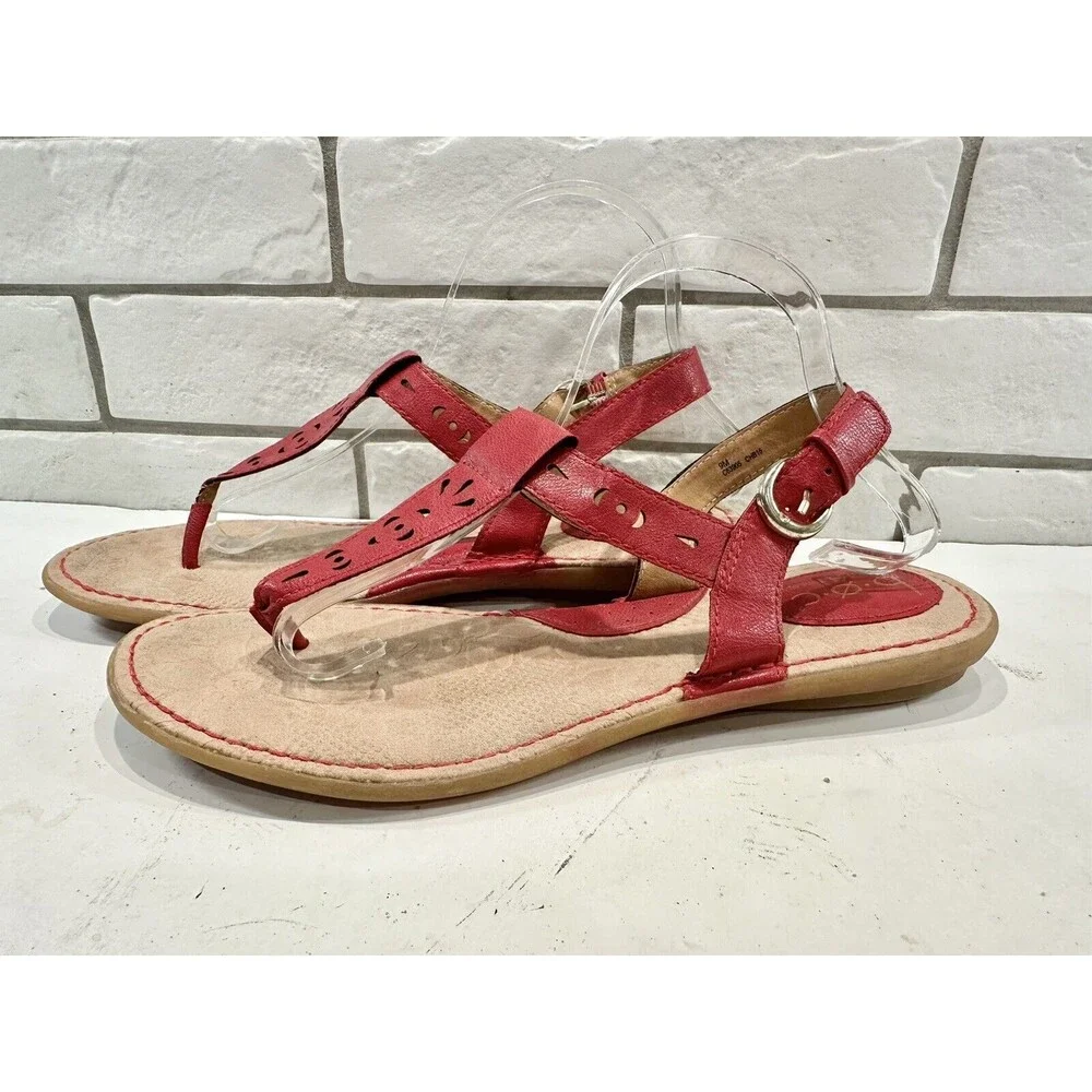 b.o.c. by Born Womens‎ Red Ankle Strap Sandals Sz US 9M